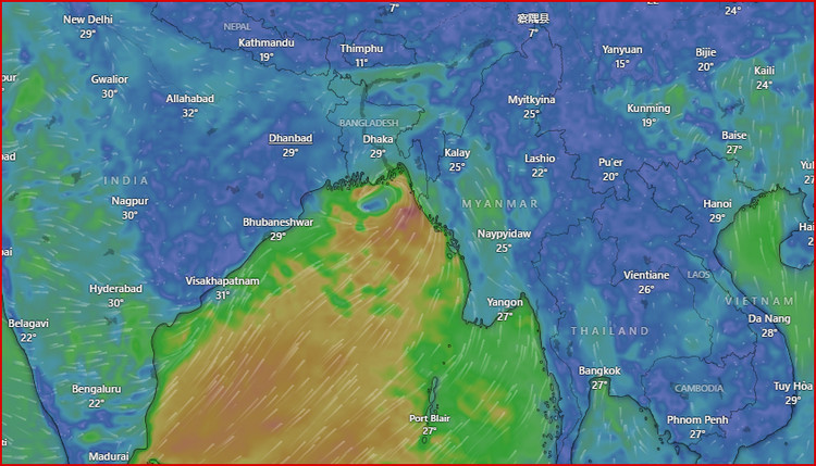 বঙ্গোপসাগরে সৃষ্টি হল ভয়াবহ ঘূর্ণিঝড়